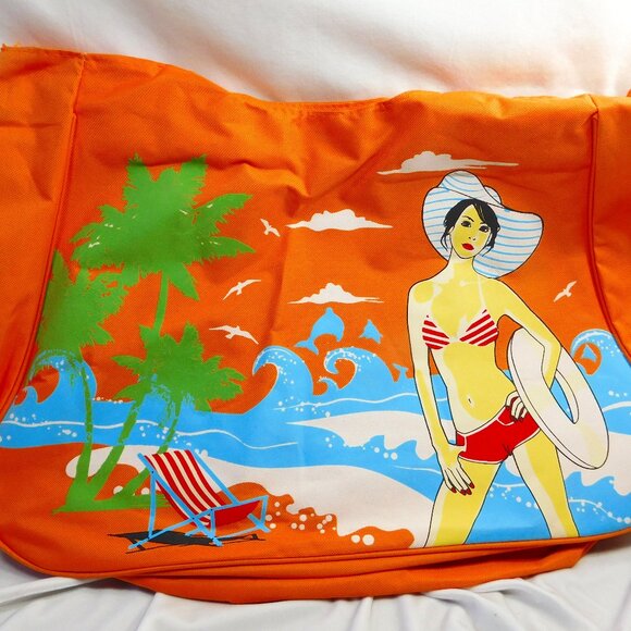 Ladies Bright Orange Canvas Tote Bag - Picture 1 of 4